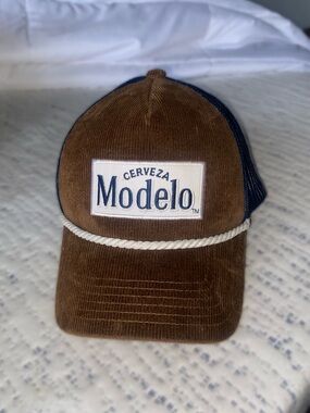 Modelo Cerveza Brown, Blue corduroy Baseball Cap